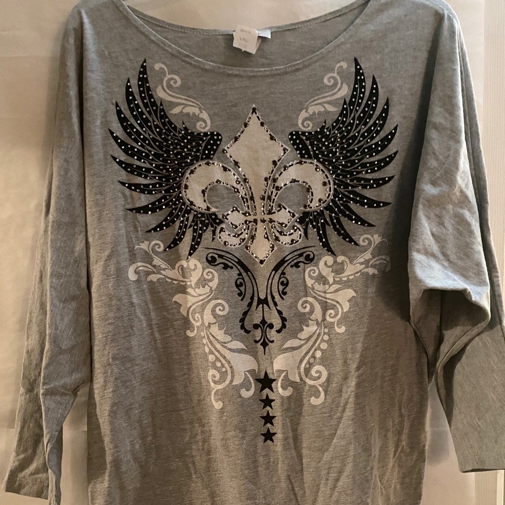 Grey Fleu de lis tunic top